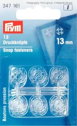 Prym Ann&auml;hdruckknopf, transparent 13 mm, Karte 12 Stk.