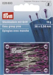 Prym Steck-Nadel mit Griff, silberfarbig, violett 38 x 0.58 mm
