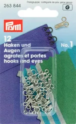 Prym Federhaken und augen, silber Nr. 1, Karte 12 Stk.