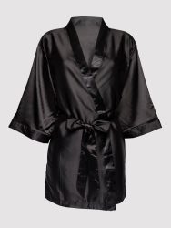 Lovehoney Short Black Satin Robe (Black One size), One Size - Amorana