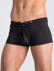 LHM Microfibre Lace Up Boxer Shorts (Black S / M), S / M - Amorana