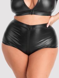 Lovehoney Plus Size Fierce Wet Look High-Waisted Knickers (Black 1X / 2X), 1X / 2X - Amorana