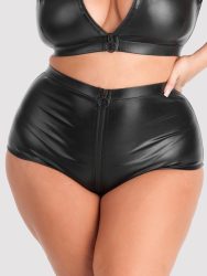 Lovehoney Plus Size Fierce Wet Look High-Waisted Knickers (Black 5X / 6X), 5XL/6XL - Amorana