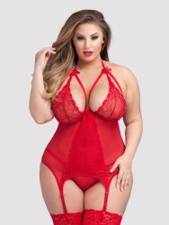 Lovehoney Plus Size Wild Romance Red Basque Set (Red One Size Queen), One Size Queen - Amorana