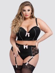 Lovehoney Seduce Me Push-Up Longline Bra Set (Black Medium), Medium - Amorana