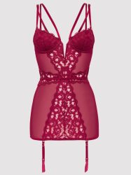 Lovehoney Parisienne Wine Lace Plunge Chemise (Red Small), S - Amorana