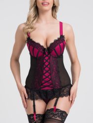 Lovehoney Boudoir Belle Cherry Push-Up Basque Set (Black Medium), Rot - M - Amorana