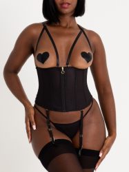 Lovehoney Secret Silhouette Black Steel-Boned Waspie (Black Large), Schwarz - Large - Amorana