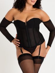 Lovehoney Plus Size Secret Silhouette Black Steel-Boned Long Sleeve Corset (Black 3X / 4X), Schwarz - 3X / 4X - Amorana