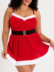 Lovehoney-Fantasy - Santa Flirty Kleidchen - Rot - XXL - Polyester Samt