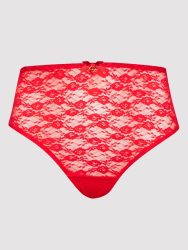 Lovehoney Fantasy Red Lace High-Waisted SantaThong (Red Large), Large - Amorana