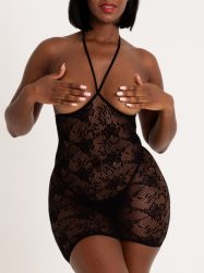 Lovehoney Treasure Chest Black Lace Mini Dress  (Black One size), Schwarz - One Size - Amorana