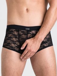 LHM Black Lace Boxer Shorts (Black L / XL), Schwarz - L / XL - Amorana