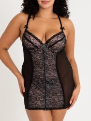 Lovehoney Plus Size Entice Me Black Lace Dress (Black 1X / 2X), Schwarz - 1X / 2X - Amorana
