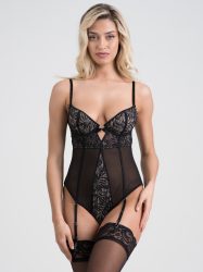 Lovehoney Parisienne Charm Black Lace Crotchless Body (Black Small), Schwarz - Small - Amorana