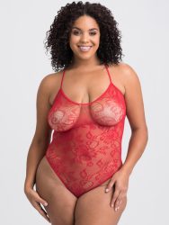 Lovehoney Plus Size Red Crotchless Lace Spaghetti Strap Body (Red One Size Queen), Rot - Plus Size - Amorana