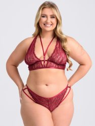 Lovehoney Plus Size Late Night Liaison Wine Crotchless Bra Set (Wine One Size Queen), Plus Size - Amorana