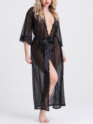 Lovehoney Empress Black Long Robe Black (One Size), One Size - Amorana