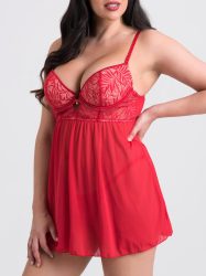 Lovehoney Parisienne Charm Red Lace Babydoll Set Red (Large), Rot - Large - Amorana