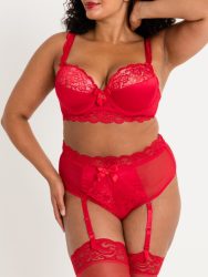 Lovehoney Plus Size Treasure Me Red Push-Up Bra Set  (Red 1X / 2X), Rot - 1X / 2X - Amorana