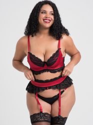 Lovehoney Plus Size Empress Red Satin and Lace Bra Set (Red 1X / 2X), Rot - XL/2XL - Amorana