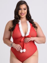 Lovehoney Fantasy Plus Size Christmas Pom-Pom Red Sheer Body (Red One Size Queen), Plus Size - Amorana