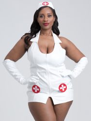 Lovehoney Fantasy Plus Size Naughty PVC-Look Nurse Costume (White One Size Queen), 2XL-6XL - Amorana