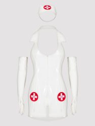 Lovehoney Fantasy Naughty PVC-Look Nurse Costume (White S / M), S/M - Amorana
