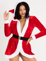 Lovehoney Fantasy Santa Cutie Hooded Wrap Dress (Red One size), One Size - Amorana