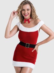 Lovehoney Fantasy Santa Baby Red Bodycon Mini Dress (Red Small), S - Amorana