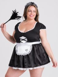 Lovehoney Fantasy Plus Size French Maid Luxe Costume (Black One Size Queen), Plus Size - Amorana