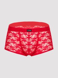 LHM Red Lace Boxer Shorts (Red L / XL), Rot - L / XL - Amorana