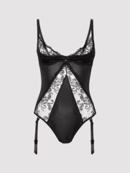 Lovehoney Plus Size Lotus Black Sheer Embroidered Body (Black 5X / 6X), 5XL/6XL - Amorana
