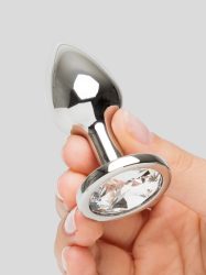 Lovehoney Luxury Crystal Stainless Steel Silver Butt Plug 2.5 Inch, Silber - Amorana