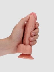 Real Rock Curved Realistic Dildo with Balls and Suction Cup - 6 / 15,5 cm - Flesh, 15.5 cm - Nude - Amorana