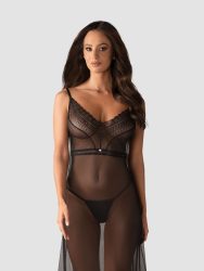 Estiqua long nightdress black - Black - XL/2XL, XL/XXL - Amorana