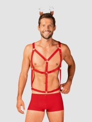Mr Reindy Harness Set - Red - S/M, S / M - Amorana