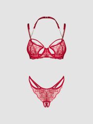 Obsessive Matildea Lace Crotchless Bra Set, Farbe: Rot, Grösse: S/M, S/M - Amorana