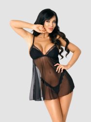 Beauty-Night Lauren Chemise & Thong Black L/XL, L/XL - Amorana