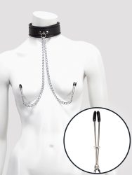 DOMINIX Deluxe Lederhalsband mit Nippelklemmen