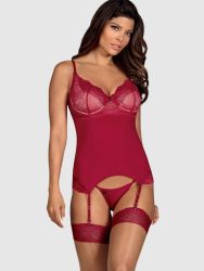 Obsessive Rosalyne Corset & Thong[Red-S/M], S/M - Amorana