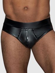 Noir-Handmade Missbehaved H065 Men's Briefs[L], L - Amorana