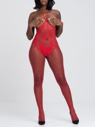 Lovehoney Treasure Chest Red Fishnet Crotchless Bodystocking (Red One size), Rot - One Size - Amorana