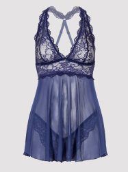 Lovehoney Bombshell Blue Lace Babydoll Set  (Blue Large), Blau - Large - Amorana