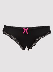 Lovehoney Crotchless Black Lace-Back Knickers (Black S / M), Schwarz - S / M - Amorana