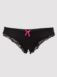 Lovehoney Crotchless Black Lace-Back Knickers (Black L / XL), Schwarz - L / XL - Amorana