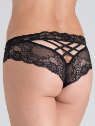 Lovehoney Crotchless Criss-Cross Back Knicker (Black L / XL), Schwarz - L / XL - Amorana