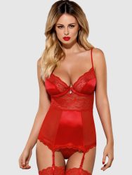 Obsessive Lovica Corset & Thong[Red-L/XL], L/XL - Amorana