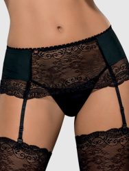 Obsessive Miamor Garter Belt & Thong[Black-S/M], S/M - Amorana