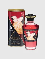 Shunga Aphrodisiac Massage Oil, Sparkling Strawberry Wine - Amorana